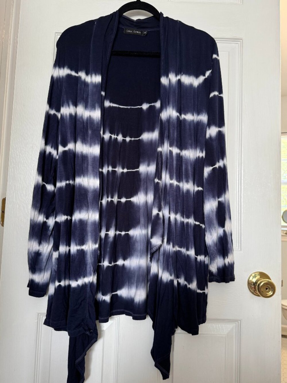 Casual Express XXL Tie-Dye Cardigan Navy White Long Sleeve